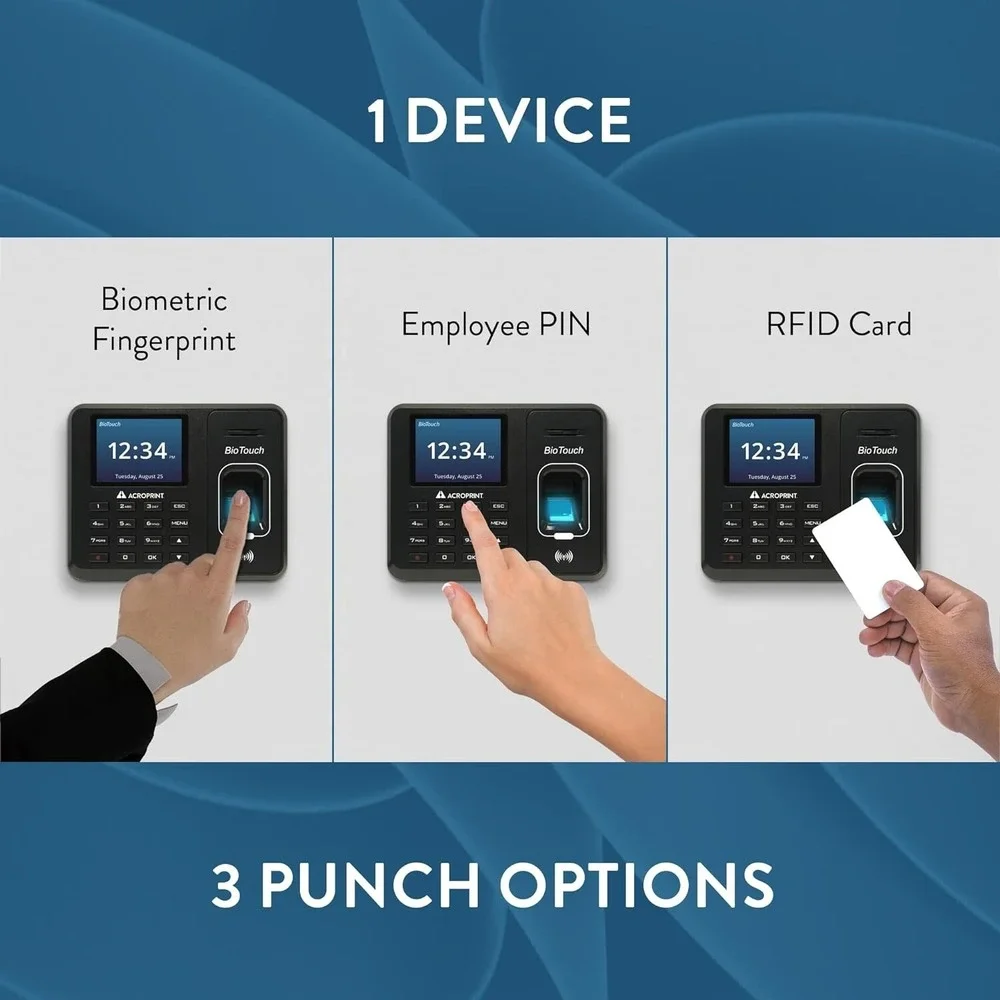 BioTouch Fingerprint Time Clock‎ – Acroprint – No Monthly Fee, USB & Secure Log